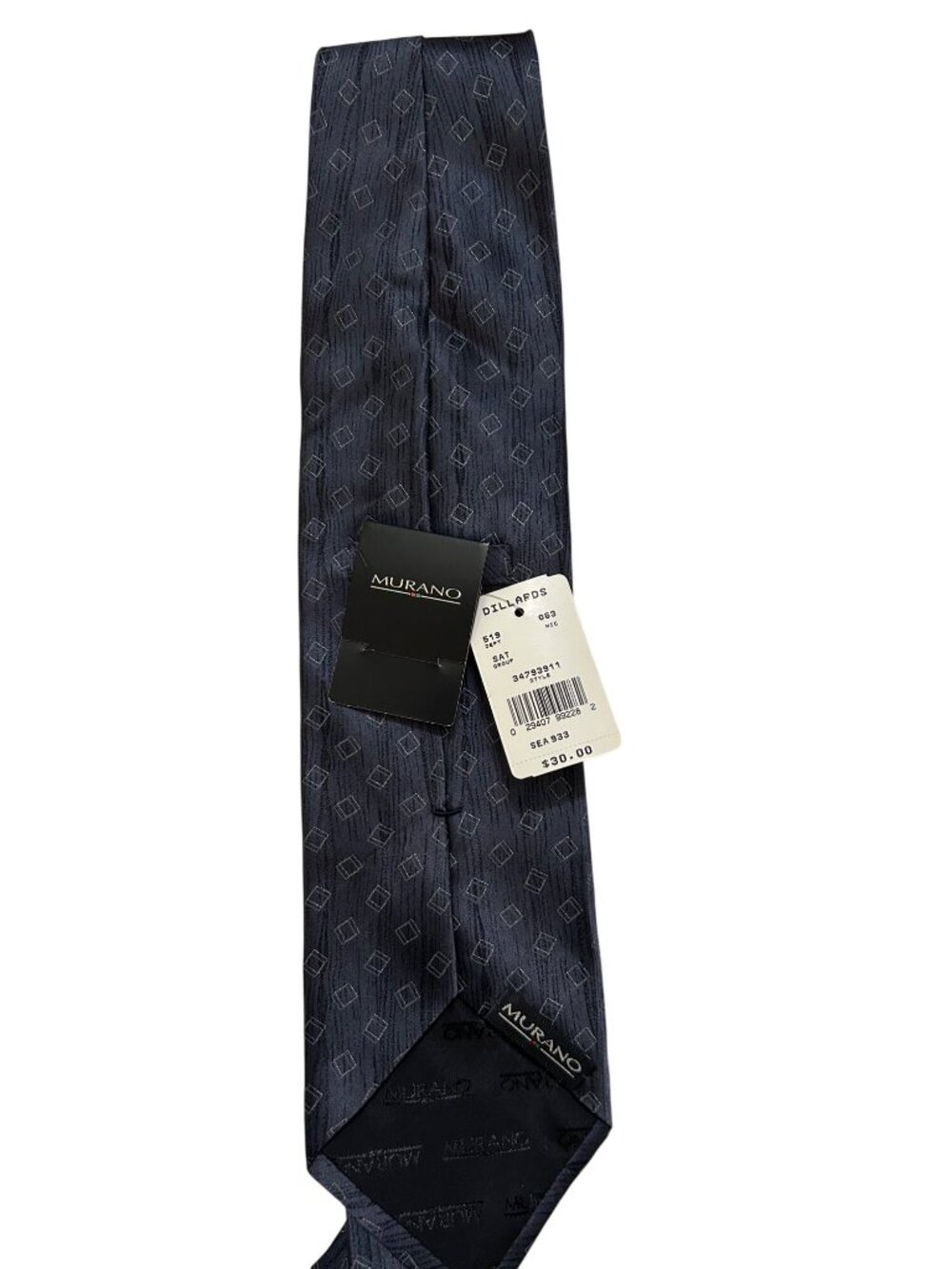 Men’s Murano Navy Geometric Pattern Silk Tie clothing suit accessories - Picture 3 of 3